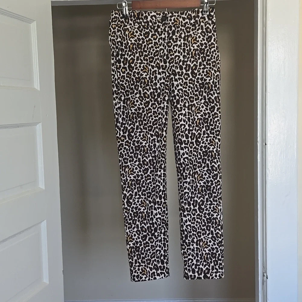 J.Crew Leopard Print High Rise Slim Ankle Pants Size 0